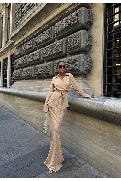 bymaestro woman Jacquard szatén női blúz és ing szett - halszoknyával