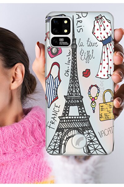 Reeder S19 Max - S19 Max L Kılıf Şeffaf Silikon Baskılı Moda Paris