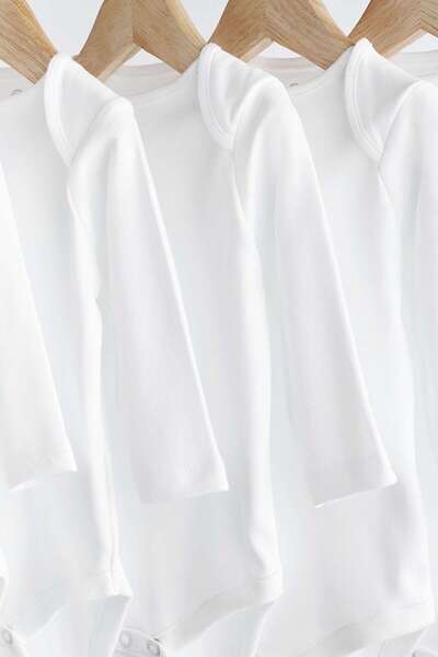 Next Baby White 5-piece Long Sleeve BabyBodySet - 100% Organic Cotton Aly01671