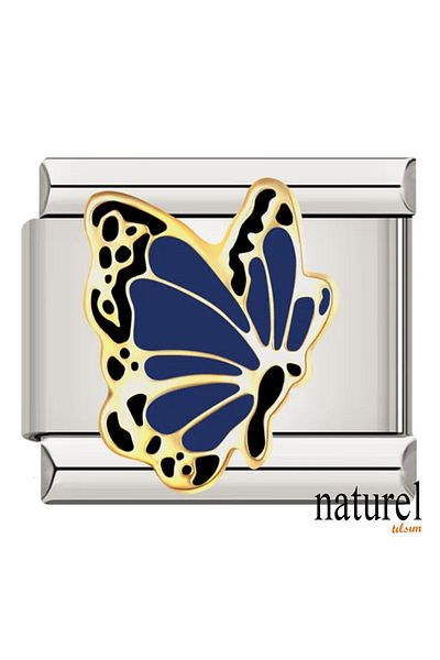 Naturel Tılsım Italian Stainless Steel 9mm Blue Butterfly Charm