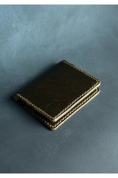 Safir Leather Minimal πορτοφόλι με εφέ Olive Black