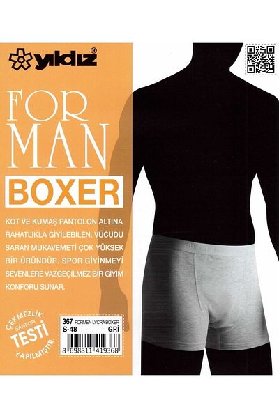YILDIZ Ανδρικό μπόξερ 3 τεμαχίων Grey Lycra 367