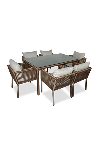 VAVRATTAN Vera Rattan Bahçe Balkon 6 Kişilik Yemek Takımı-küf