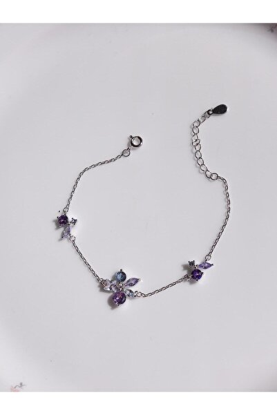 Reorah Collection Garden Gems - Çiçek Motifli Zirkon Taşlı 925 Gümüş Bileklik