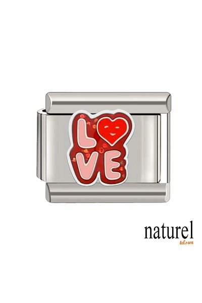 Naturel Tılsım Italian Stainless Steel 9mm Love Series Charm