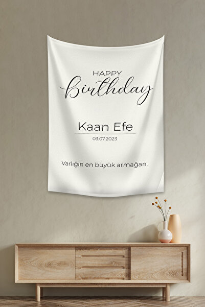 Vagonik Kişiye Özel Doğum Günü Happy Birthday Duvar Örtüsü Duvar Halısı Birin...