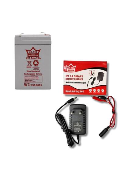 ORTEC 6V 2.8Ah Kuru Akü - Ortec 6V 1A Akü Şarj Aleti Seti