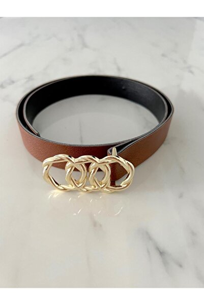 modabetce Kadın Kemer Taba Renk Halkalı Taba Kemer