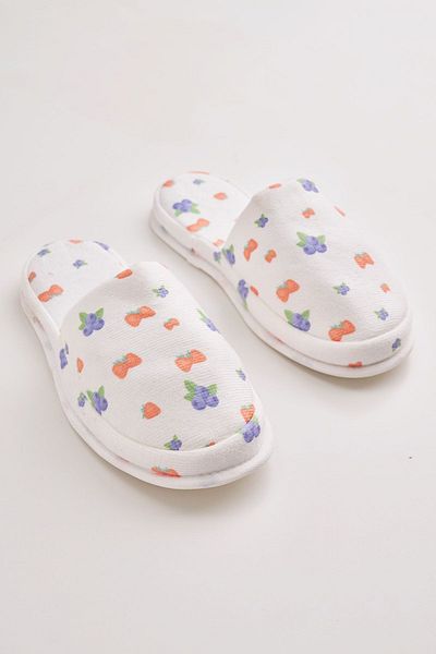 Homelover Παντόφλες μπάνιου Homelover Cotton Strawberry με χοντρή σόλα - μετά το ντους