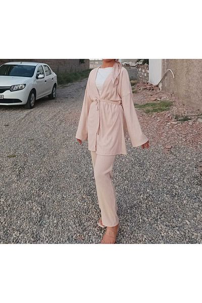 CLB COLLECTION Belted Blazer and Kimono Set