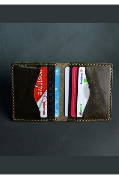 Safir Leather Minimal πορτοφόλι με εφέ Olive Black