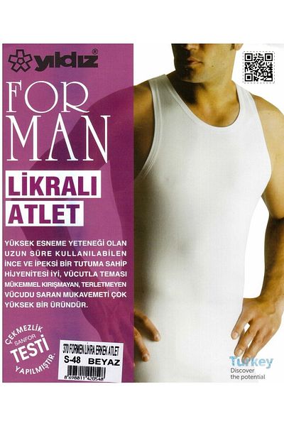 YILDIZ 3-Piece White Men's Foreman Lycra Undershirt 370