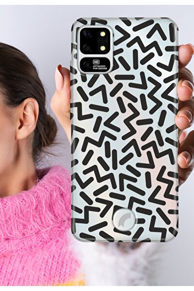 Reeder S19 Max - S19 Max L Kılıf Uyumlu Şeffaf Silikon Baskılı Zigzak