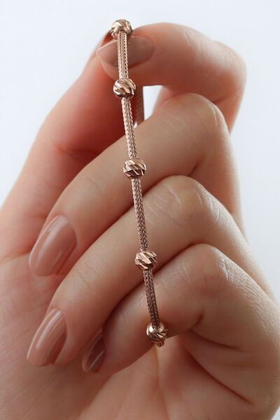 Silvano Jewelry 925 Ayar Gümüş Rose Zincir Dorika Bileklik