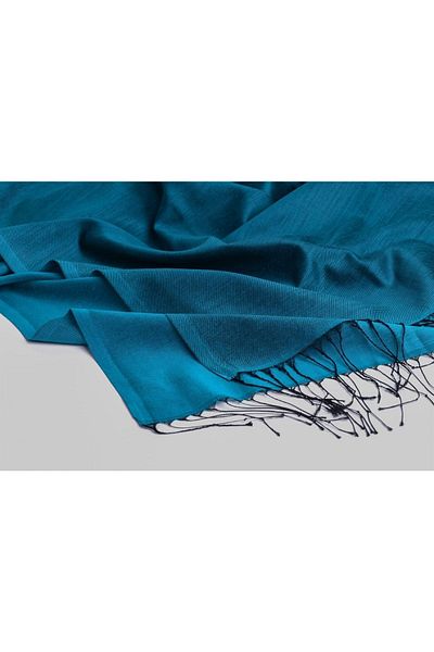 KROREN Petrol Green Silk Look Shawl - Black Silky Shawl