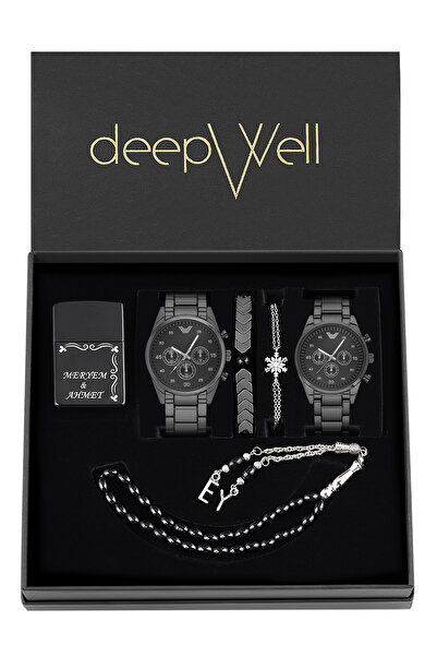 DEEPWELL Çift Kol Saati Çakmak Bileklik Tespih Seti FM06