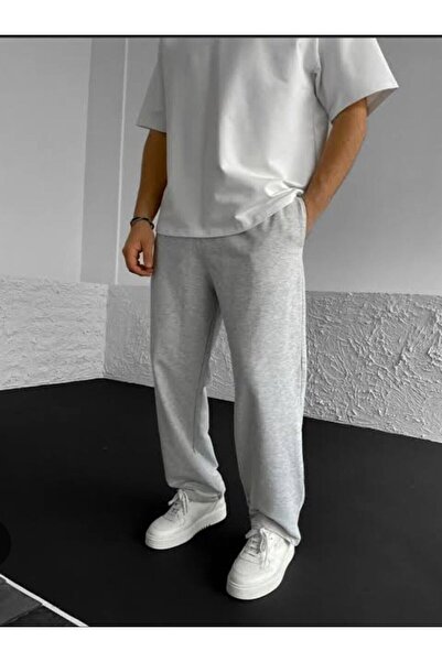 FİTGO Gri Baggy Kesim Geniş Paça Eşofman Alt