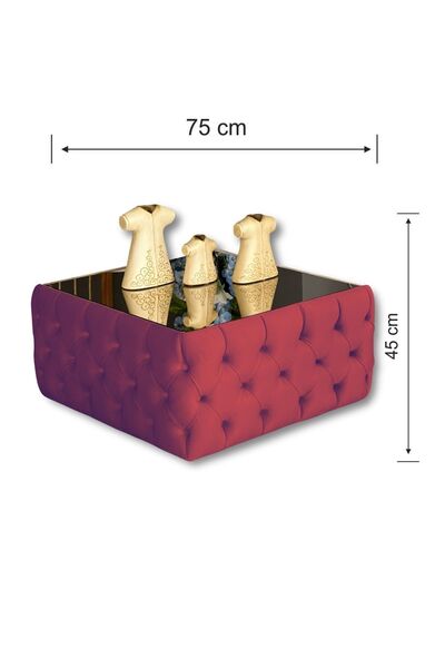 PUFFSAN ASİL KAPİTONE ORTA SEHPA,PUF,BENCH,75CM DÖŞEME SEHPA,KARE CAMLI ORTA SEHPA,DEKORATİF ORTA SEHPA