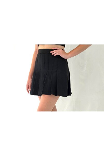 YAXİ Fusta plisată țesută pentru femei negre