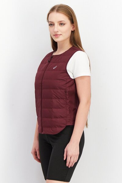 Asics Women Regular Fit Sleeveless Running Padded Vest, Maroon