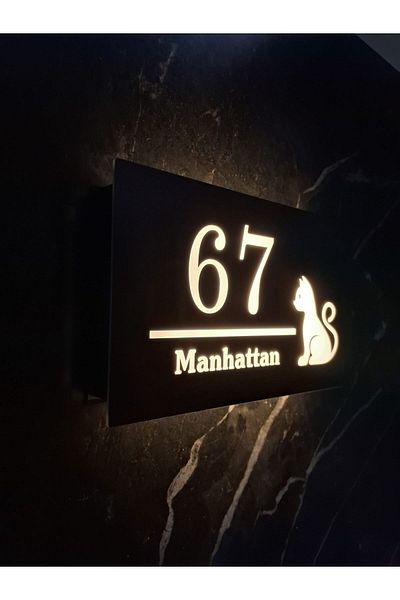 3DMORPHO No.8 Lighted Door Number (Black) (Daylight Led)