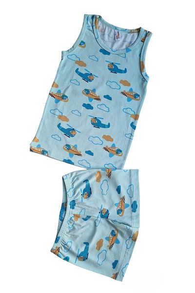 elmas kids Set boxer boxer din bumbac pentru băieți - model Sky & Helicopter, albastru-verde
