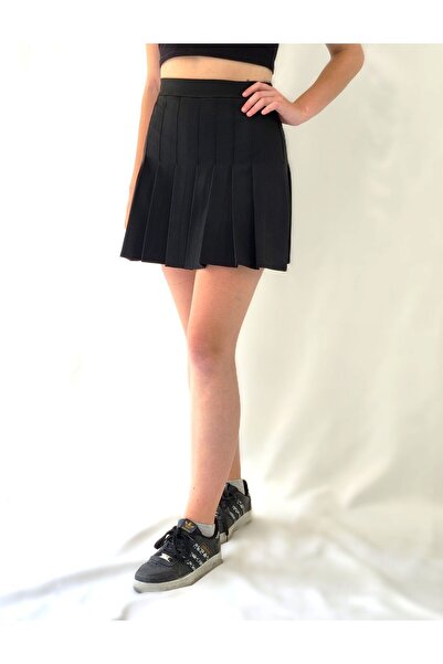 YAXİ Fusta plisată țesută pentru femei negre