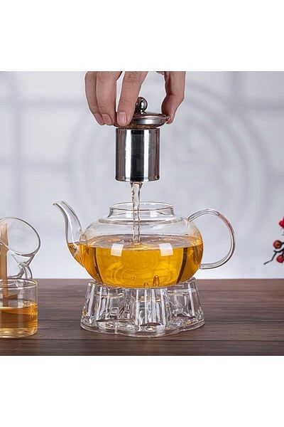 TOPTANFONİ 800ml Borasilicate Glass - Large Teapot