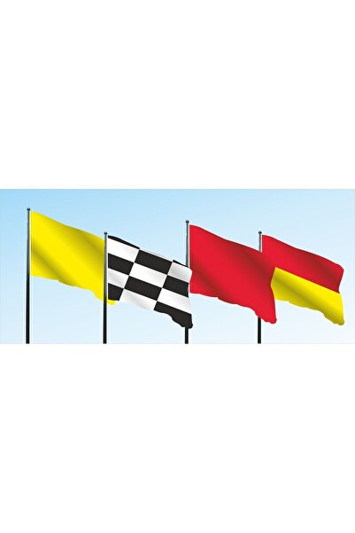 bayrakal Can Kurtaran Bayrak Takımı, 75x100cm Plaj Emniyet Bayrakları, 4'lü S...