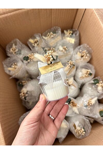 parıltı organizasyon Mum hediyelik mika kutu söz nişan 20 adet