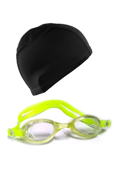 Tosima مجموعة قبعة سباحة للأطفال من السيليكون وقبعة سباحة من الليكرا