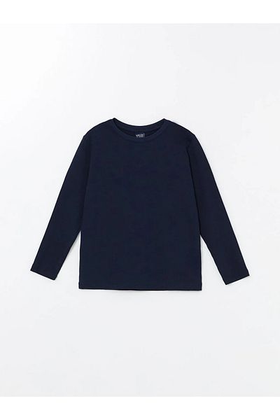 LC Waikiki LcwECOBoy's T-shirt - Navy, Crew Neck, Long Sleeve