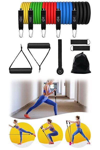 Tosima Set de 11 bucăți de rezistență din cauciuc Set de antrenament Set de f...
