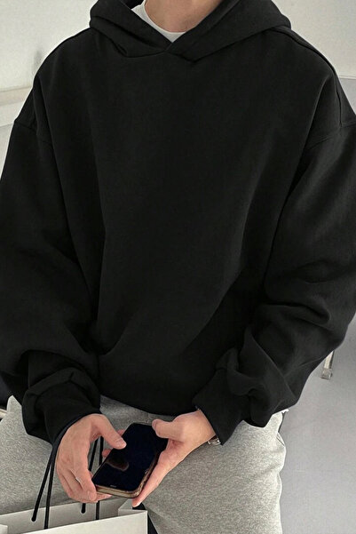 North London Ανδρικό φούτερ με κουκούλα τριών νημάτων, μαύρο φούτερ με τρεις κλωστές