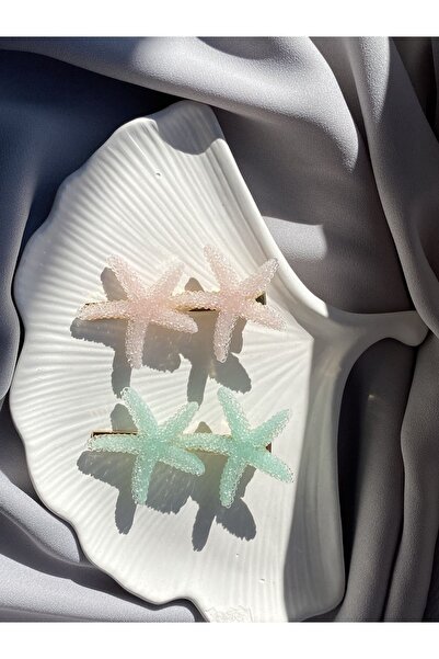 TwinsSis Store Deniz Yıldızı 2li klips toka(yeşil pembe)