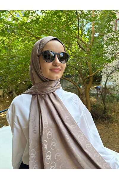 shalby Hijab Μεταξένιο Βαμβακερό Ζακάρ Δαχτυλίδια Μοτίβο Σάλι Milk Coffee