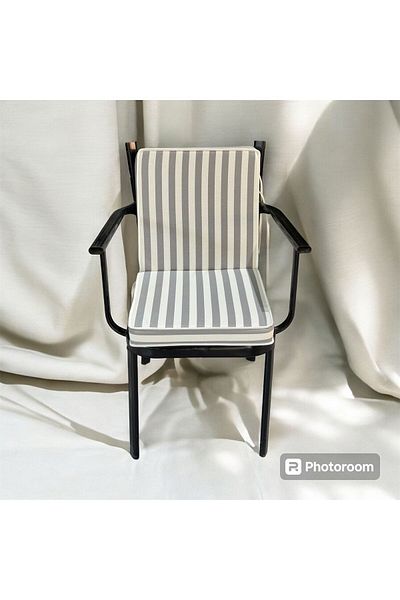 DÜŞLER EV TEKSTİLİ 40*80 Gray Striped Back Chair Cushion