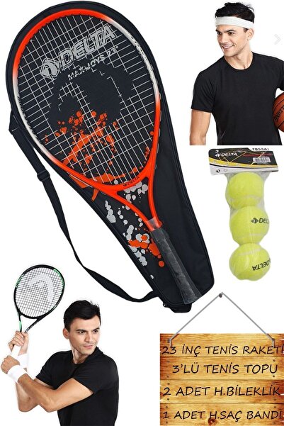 Tosima Max Joy 23 İnç Tenis Raketi Çocuk Tenis Raketi Tenis Topu Bileklik Saç...