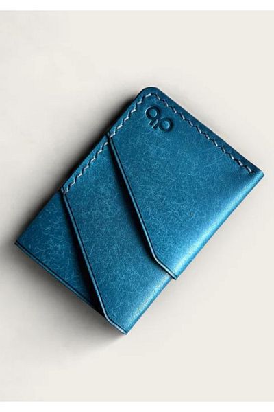 Safir Leather Δερμάτινη θήκη για κάρτες Turquoise Prestige