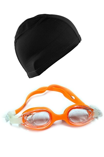 Tosima Silicone Children's Swimming Cap and Lycra Swimming Cap Set Pool Set S...