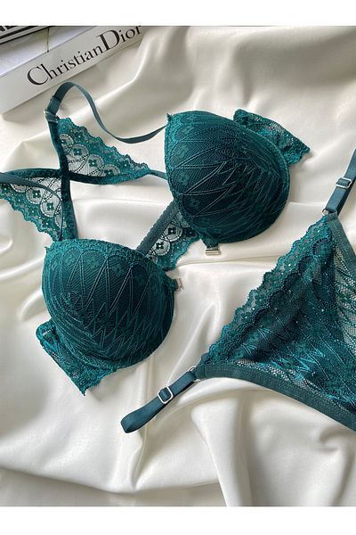 MILANOFOX Butterfly Patterned Supported and Underwire Gathering Bralet Bra Set