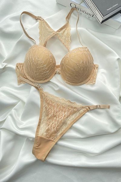 MILANOFOX Butterfly Patterned Supported and Underwire Gathering Bralet Bra Set