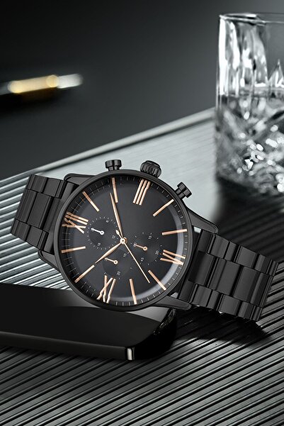 DEEPWELL ساعة يد رجالية باللون الأسود مع سوار هدية BG09