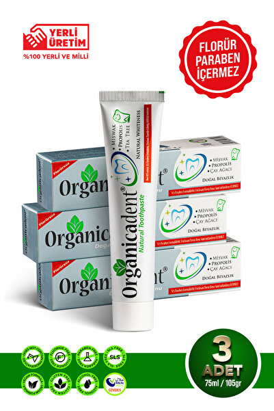 Organicadent Doğal Diş Macunu Florürsüz 75 Ml X 3 Aile Paketi