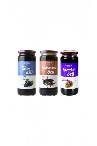 ANCORA LİFE Şeker Ilavesiz Kara Üzüm Keçiboynuzu Karadut Özü Soğuk Sıkım 640 ...