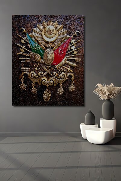 Teona Ahşap Dekoratif Ahşap Tablo Osmanlı Arması Oda Duvar Dekorasyon Tablosu