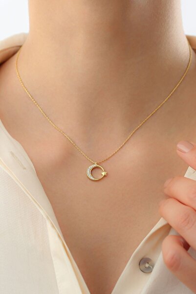 Silvano Jewelry 925 Ayar Gümüş Ay Yıldız Kolye