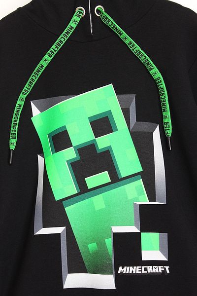MINECRAFT Суичър за момче с качулка Creeper шарени 5 - 13 години черен