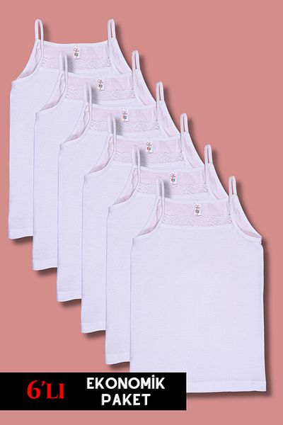 DONEX 6 Pack - 100% Cotton Ribbed Girl's Undershirt and Undershirt Underwear 1320