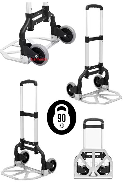 MoonTech Pro Seri 90 kg Kapasiteli Teleskopik, Katlanır El Arabası Koli Yük P...